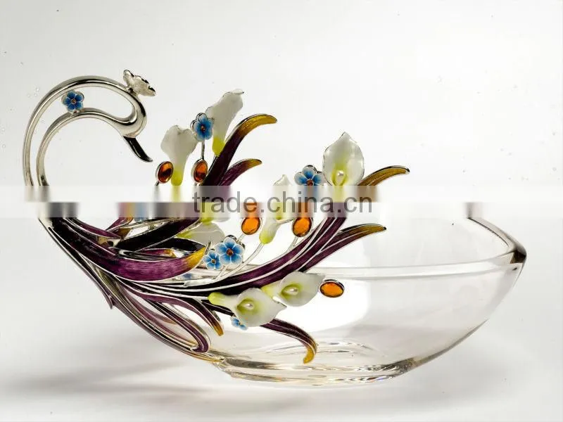 RORO Completeness enamel crystal glass fruit holder