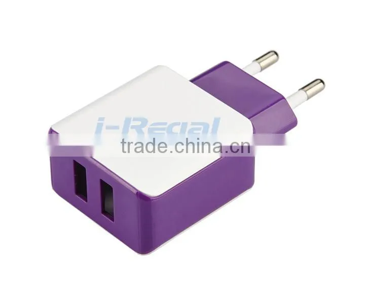 Newest!!!!! 5V 2.1A dual usb mobile phone travel charger,home charger,wall charger