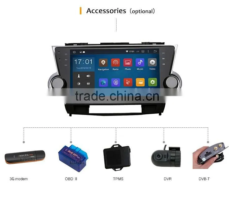 10.2 Inch Car phone connection gps multimedia navigator dvd price for Toyota highlander 2009 2012