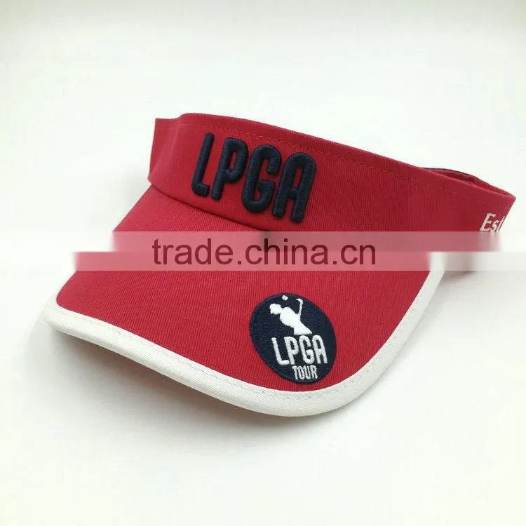 High quality 100% cotton twill 3D embroidery UV protection sun visor cap
