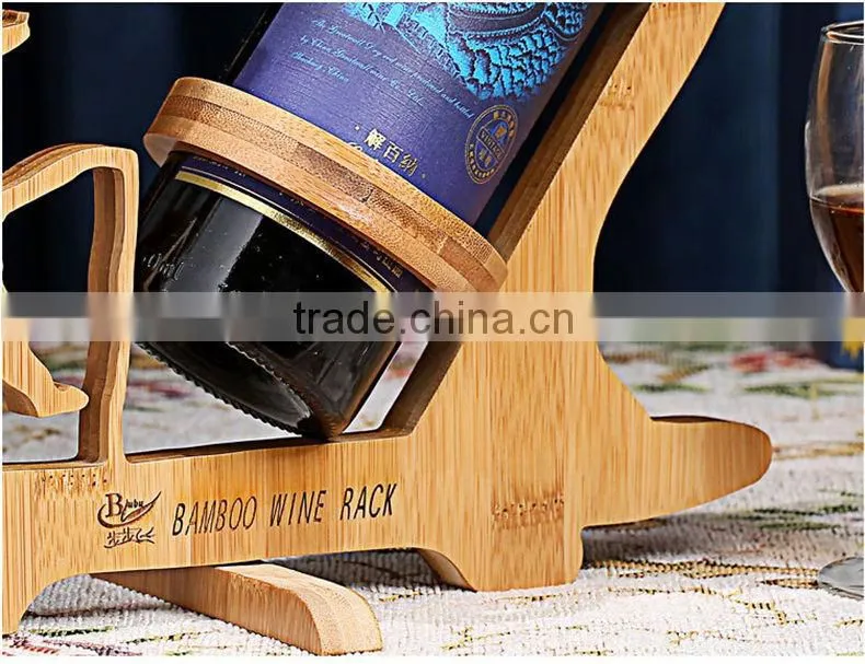WR007/100% Bamboo Material Chinese Style Hot Sale Fishing Shaped Folding Bamboo Wine Rack
