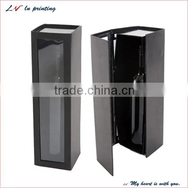 custom high quality concise bright wine box with PVC window wholesale