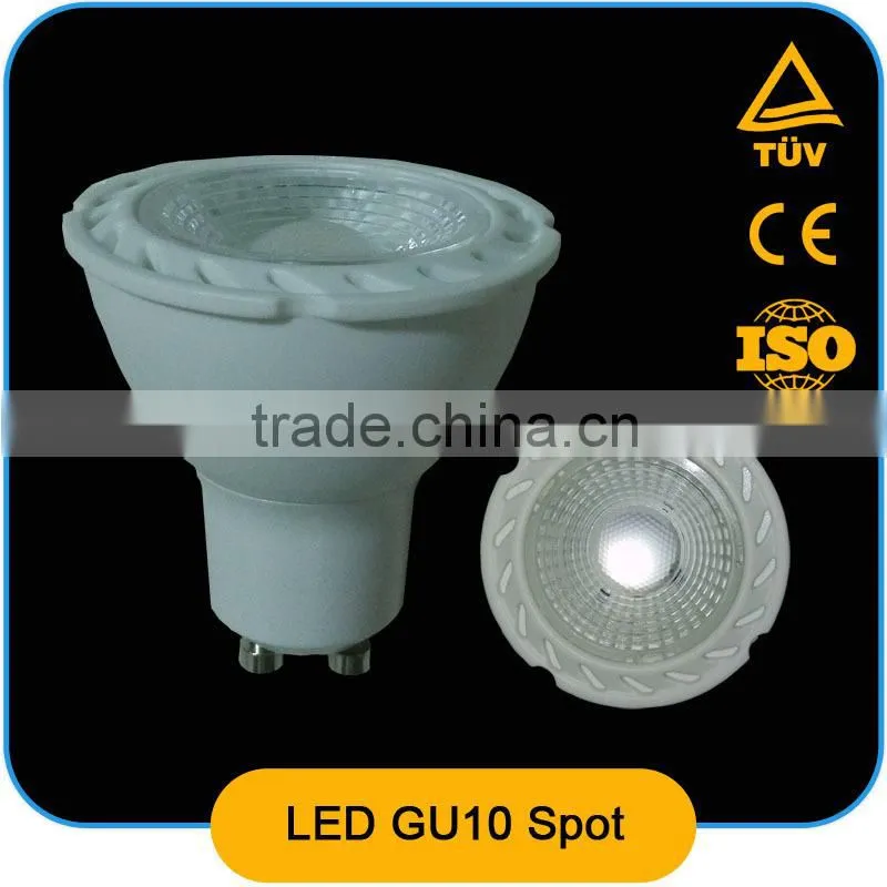 2015 new COB led spot light gu10 5W 7W,IC driver,CE ROHS,ERP,AL+PBT,80LM/W,led spot light ,gu10 led,led spot