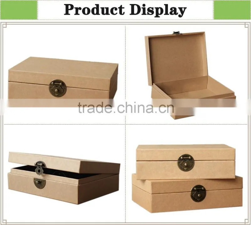 Alibaba China factory custom flip lid kraft cardboard gift box with metal lock
