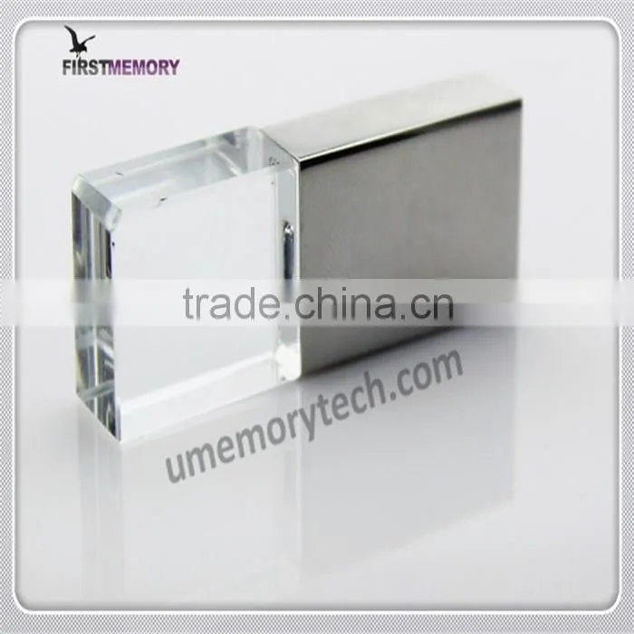 Crystal Glass usb 2.0 memory flash stick storage capacity of pen drive 64gb