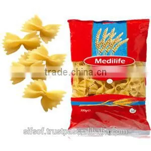 Farfalle Pasta. 100% Durum Wheat semolina flour. High quality Farfalle, Macaroni. Bag:500 g. Healthy Mediterranean Pasta