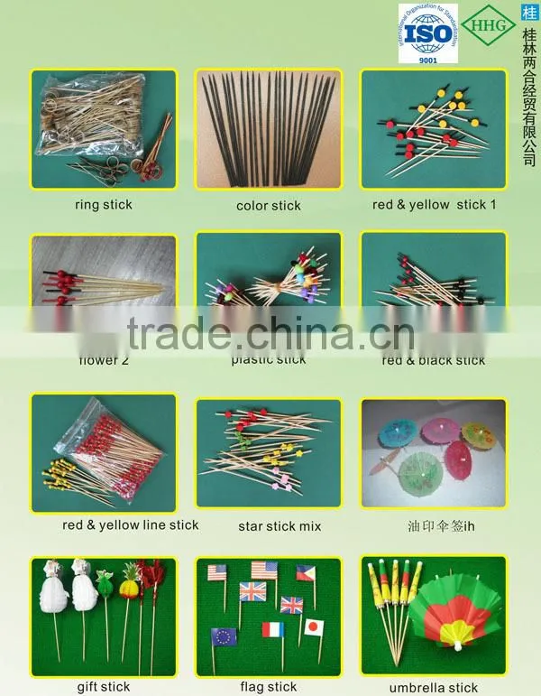 short one point colorful bamboo/wooden toothpick
