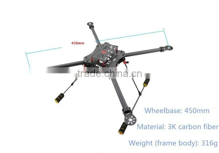 Professional 450mm Carbon Fiber Frame for 4-rotors RC quadcopter frame bod/FPV Quad copter Frame with 45mm Quadcopter Body Shell