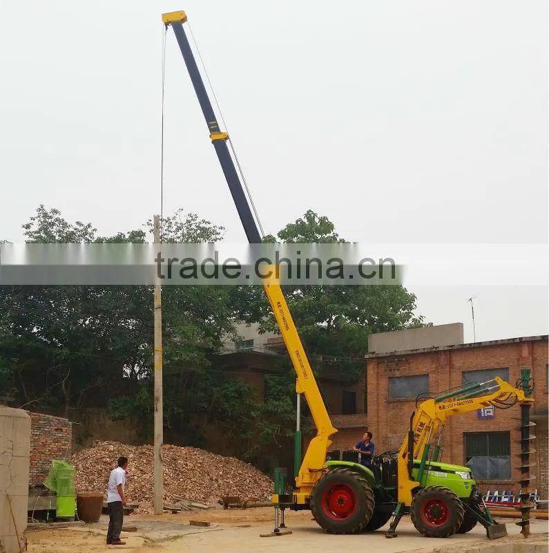 pole drilling machine on tractor with crane for Highway Bridge Company
