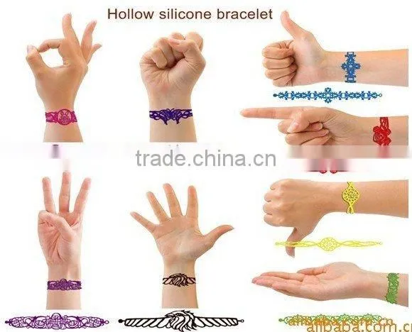 Tattoo Silicone Bracelet Wristband Hollow silicone Bracelet 2011 new fashion Style
