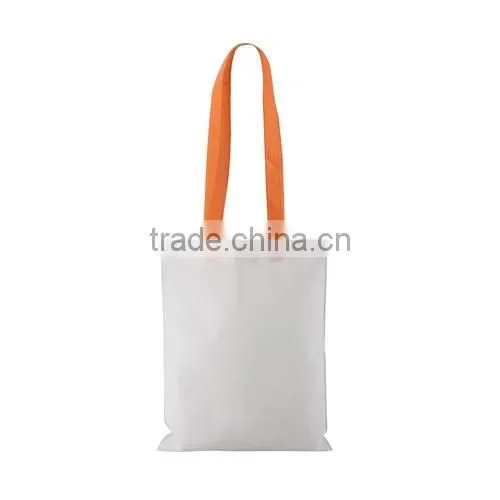 High quality portable reusable white shopping bag with colorful handle