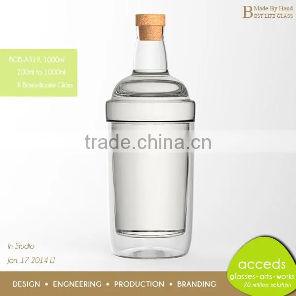 Latest Design Cork Stopper 310Ml Juice Glass Bottle