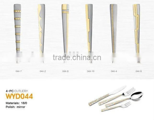 Stainless steel Gold cover knife forks spoon set for cutlery set