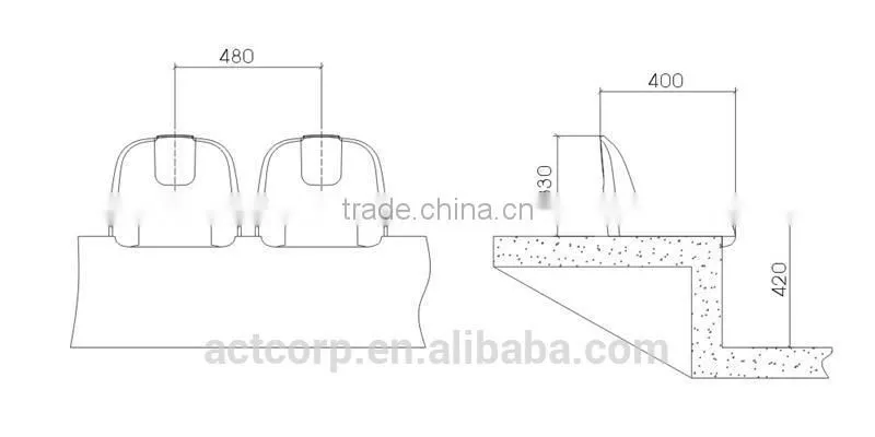 plastic molded composite bucket seats for stadium