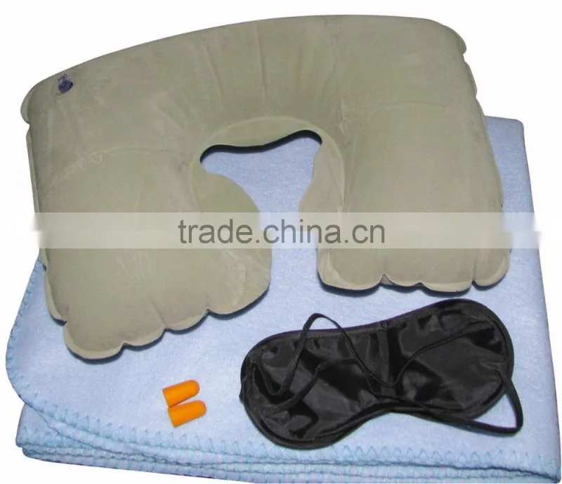 The Kit Inflatable Travel Neck Pillow with Pillow Cushion and Eye Mask