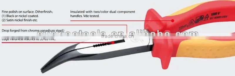 6" VDE insulated bent nose pliers with GS/VDE certificate