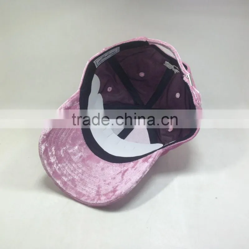 100% Velvet Fabric Baseball Caps Custom Color