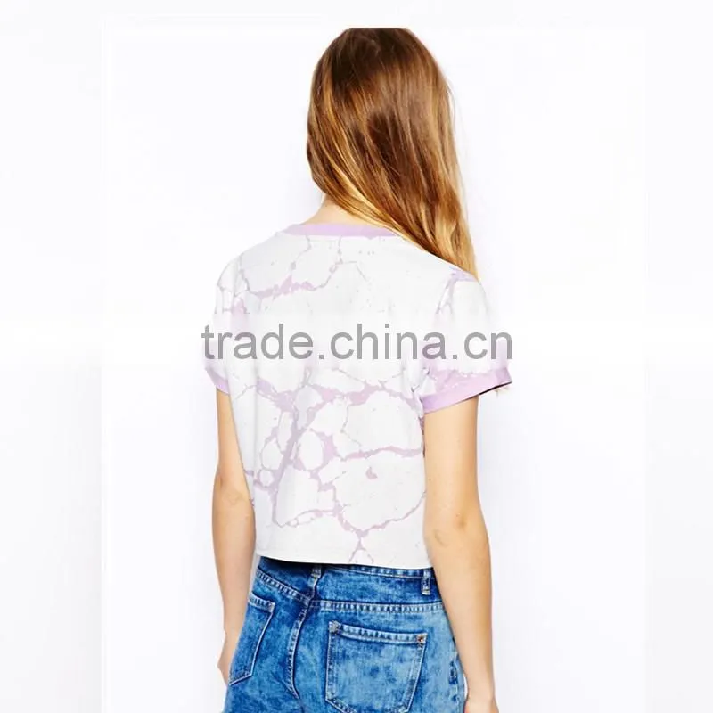 Dongguan Hot sale fashion ladies short sleeves print 100%cotton sports T-shirt
