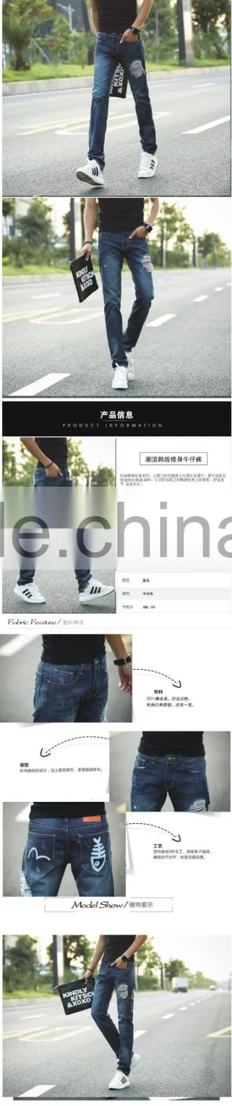 New Design Hole Jeans Men Distressed Ripped Pants