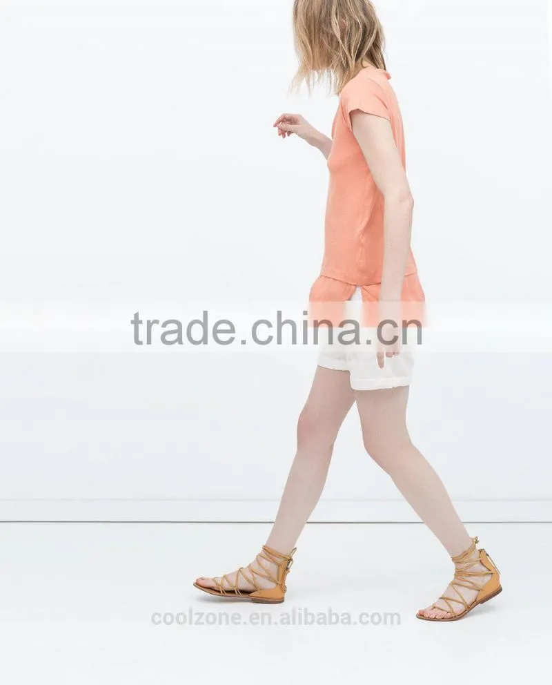 New style short sleeve round neck combined hem stringer tank top wholesale