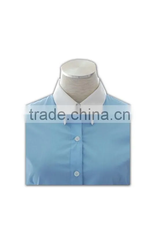 ISO 9001 Audit factory stiff collar T/C women office shirt