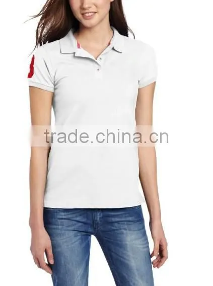 Girls Solid Color 100 polyester polo shirts with Brand Logo Customized