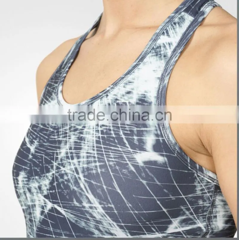 Hot Sale Custom Womens Athletic Body Building Sleevelesss Print Tank