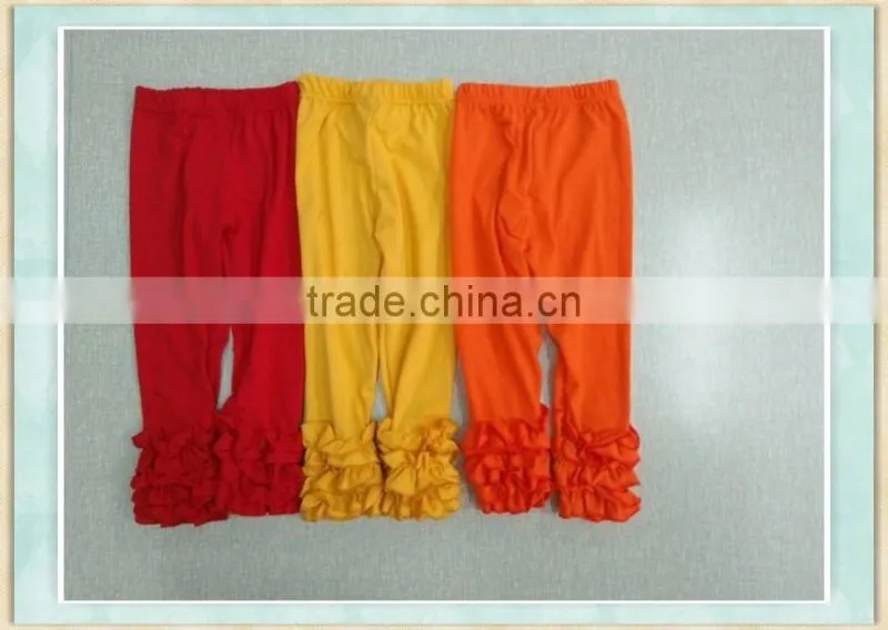 2017 wholesale triple ruffle icing pants girls sew sassy cotton icing ruffle toddler leggings