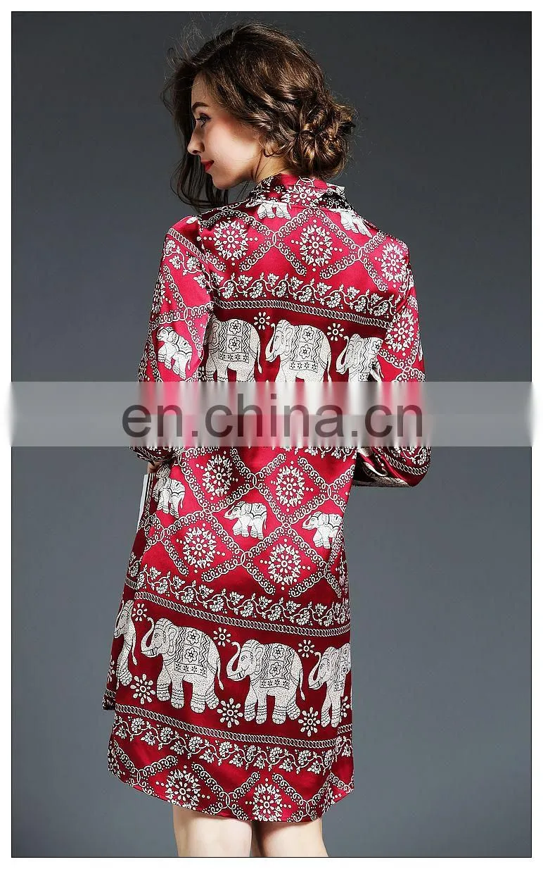 High quality ladies front short and back long tunic dress, print taffeta petite dress