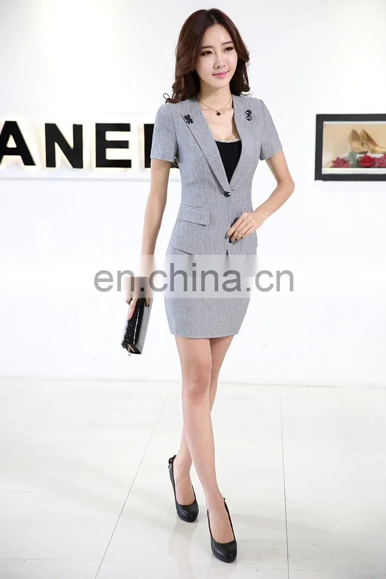 Newly Professional Slim Business Workwear Skirt Suit OL Lady Short Office Uniform Suit