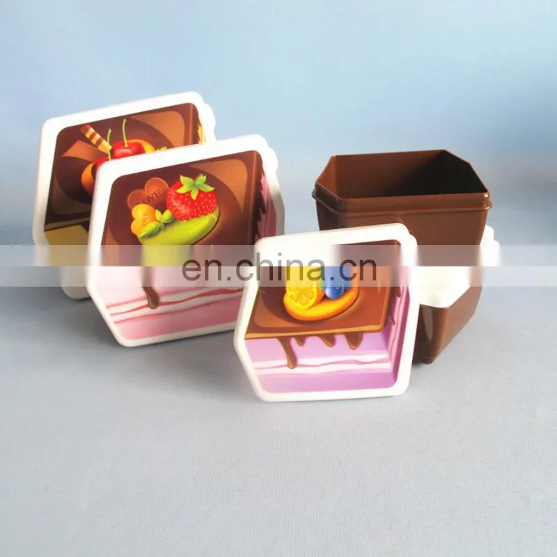 2014 new design cake shaped plastic food container