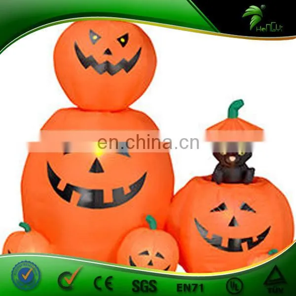 Hot Sale Hongyi Custom Halloween Inflatable LED Pumpkin Model, Cat Balloon and Ghost for Event