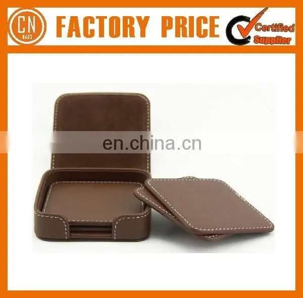 Cheap Logo Custom Embossed Leather Coaster