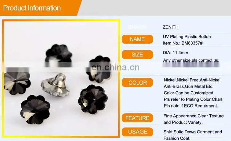 18L Fashion Designer Flower Shape UV Plastic Button BA60357