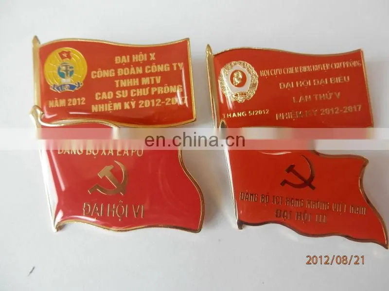 Star shape metal badge with expoy
