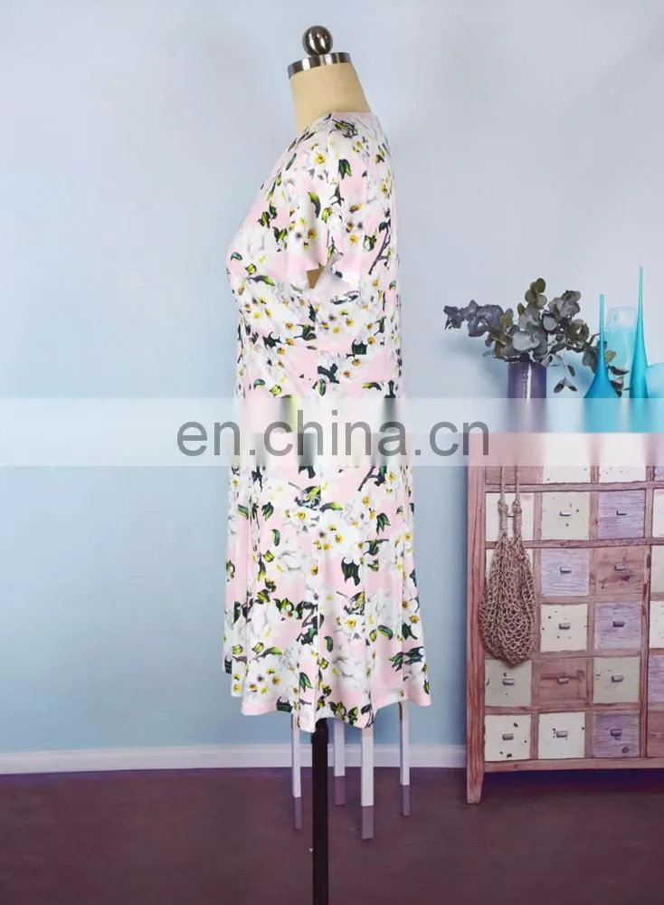 2019 Summer family outfits floral V neck short sleeve mother and daughter long maxi dresses for mom