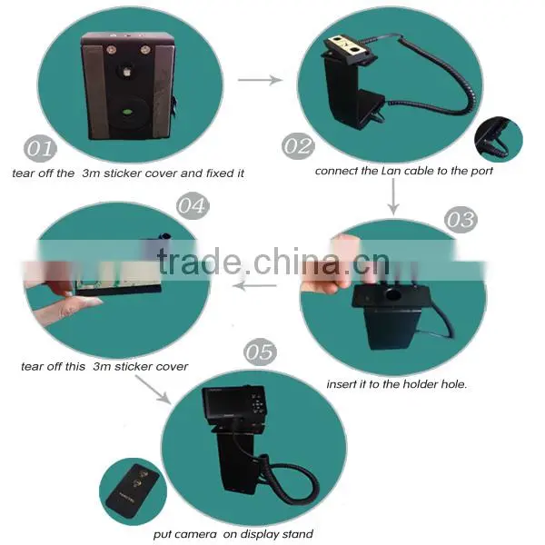 100% secure Micro USB Charging Security Display Stand For Camera With Sensor