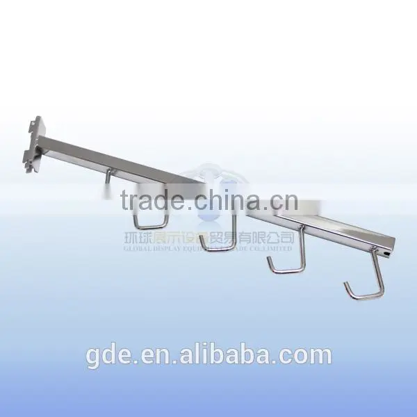 Metal chrome display hook for slotted channel
