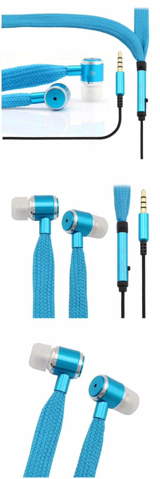 Fashionable Shoelace Stereo Handfree Headphone with metal shell