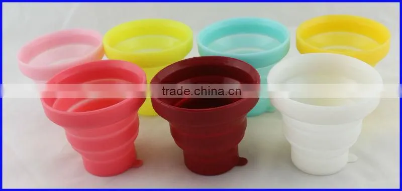 Durable Soft and Flexible Candy Color Collapsible Silicone Wholesale Travel Mugs