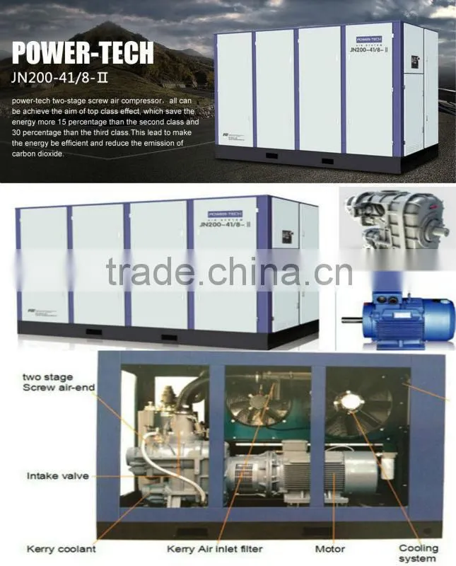 Kaishan Dual Stage Medium Pressure Screw Compressor JN200-41/8-2/Energy saving electric motor screw air compressor