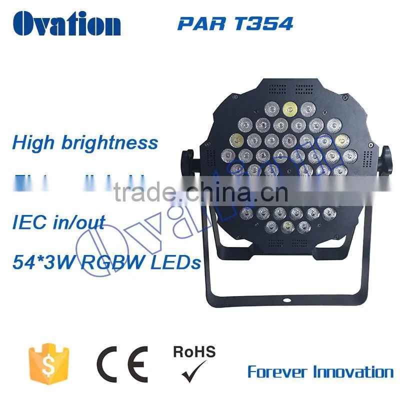Hot sale Thin lamp 54x3Watt RGBW flat Led Par lights , compact design- slim flat par