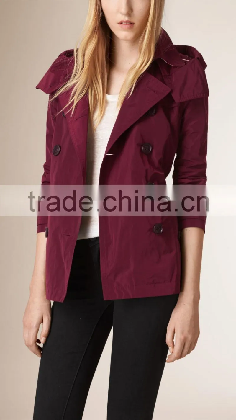 Women Winter Hooded Short Trench Coat
