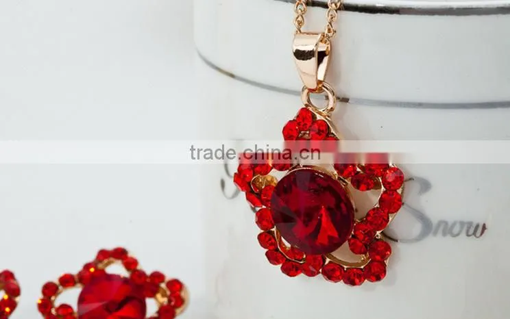 Bridal Ruby Red Necklace Earring Set Lateat Design Jewelry Set
