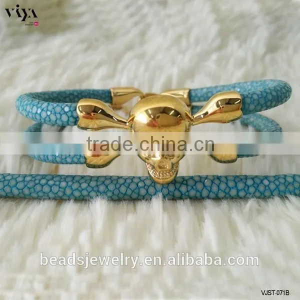 2016 New Handmade Stingray/Python Skin Bracelet Genuine Leather Bracelet Manufacturer