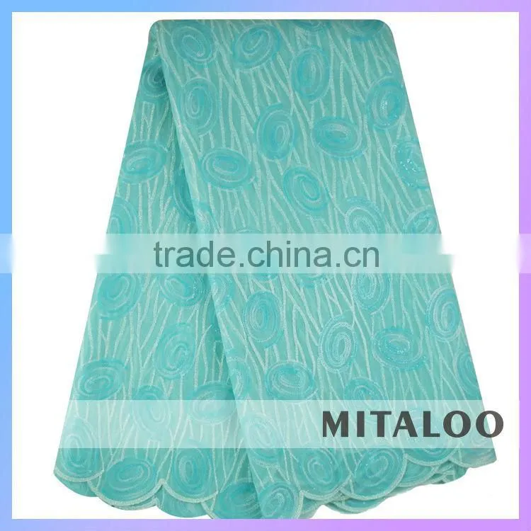 Mitaloo Mint Green Sequin Organza Lace Fabric for Wedding Dress MOG0187