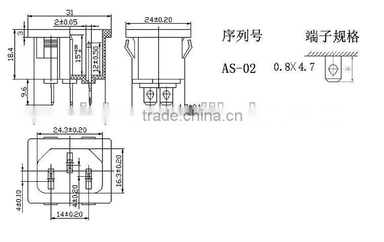 Flat abs 1 pole adapter traveling electrical outlets floor box