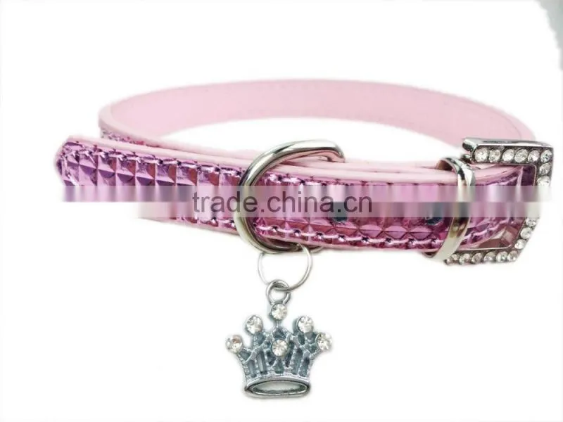 Wholesale pet supplies high gloss surface crown pendant dog collars