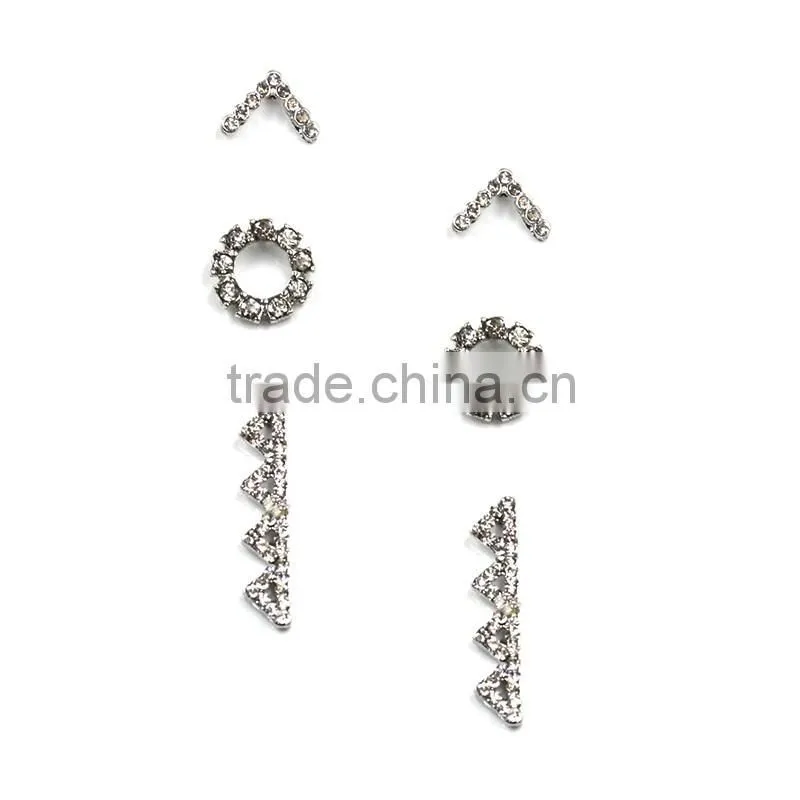 Daily Wear Women Accessories Shining Rhinestone Silver Ear Stud Earring Set