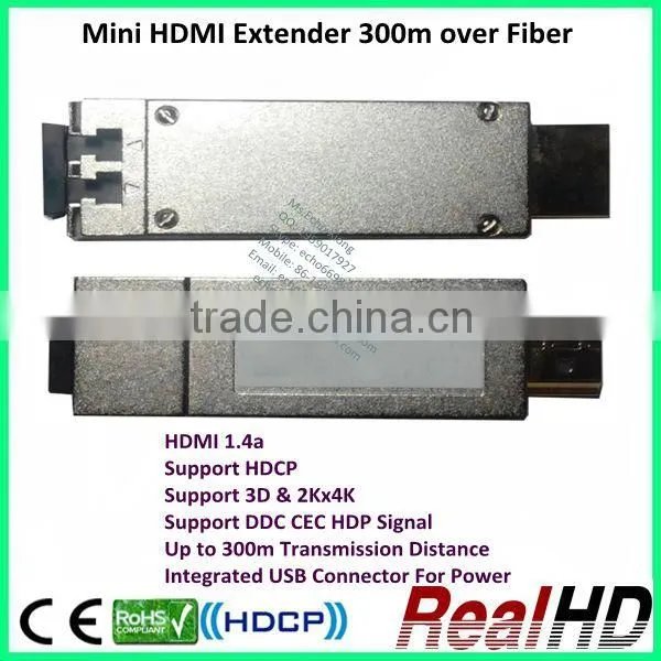 2016 Best Quality 3D 300m Mini HDMI Fiber Optic Extender With V1.4a In China